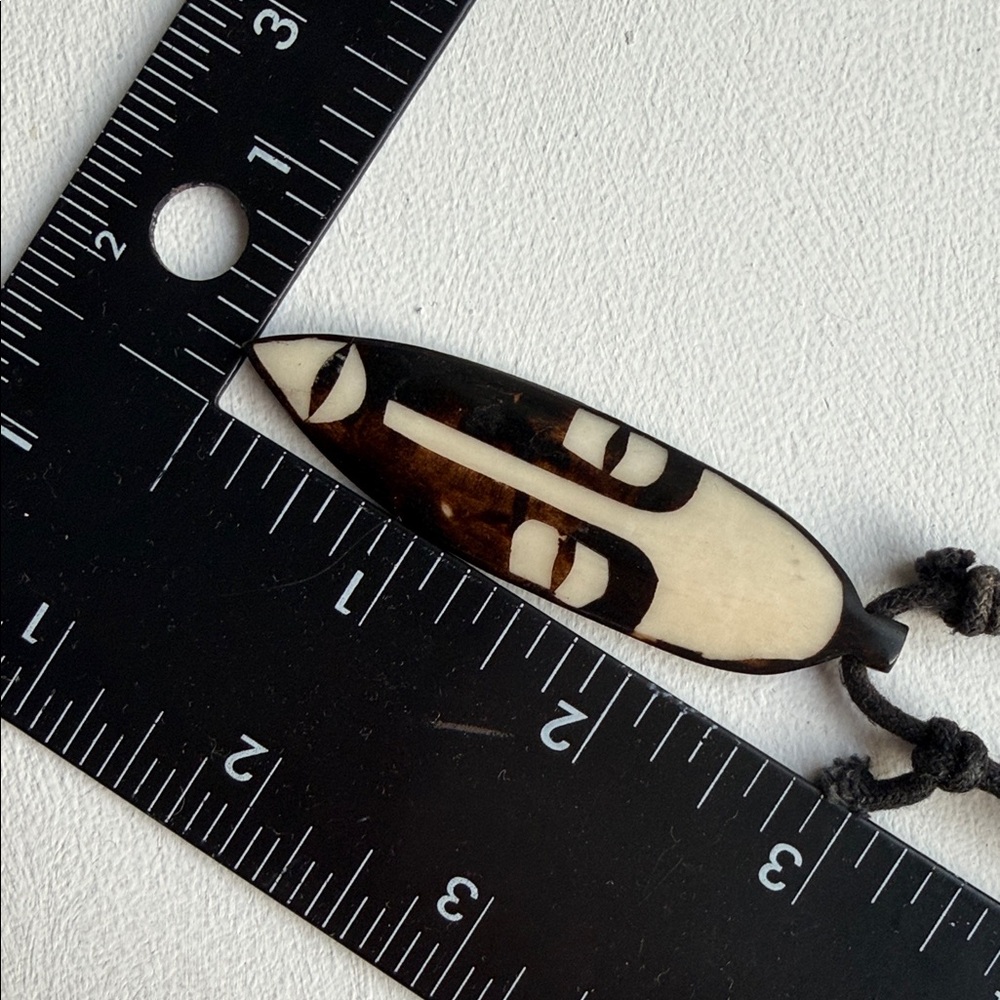 African Bone Face Mask Pendant Necklace on adjustable cord - Picture 5 of 8